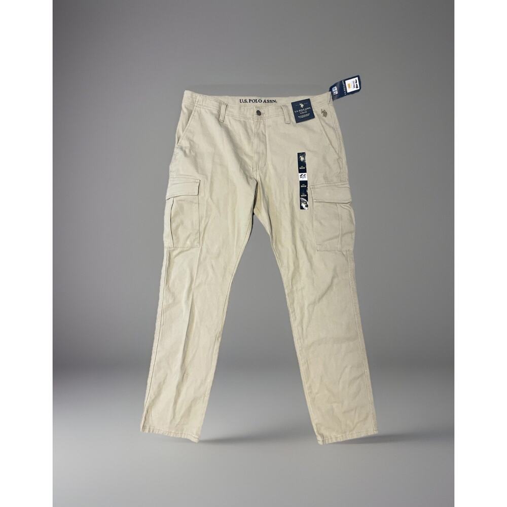 U.S. Polo Association Men's 36x30 Slim Straight Cargo Pants Oxford Khaki